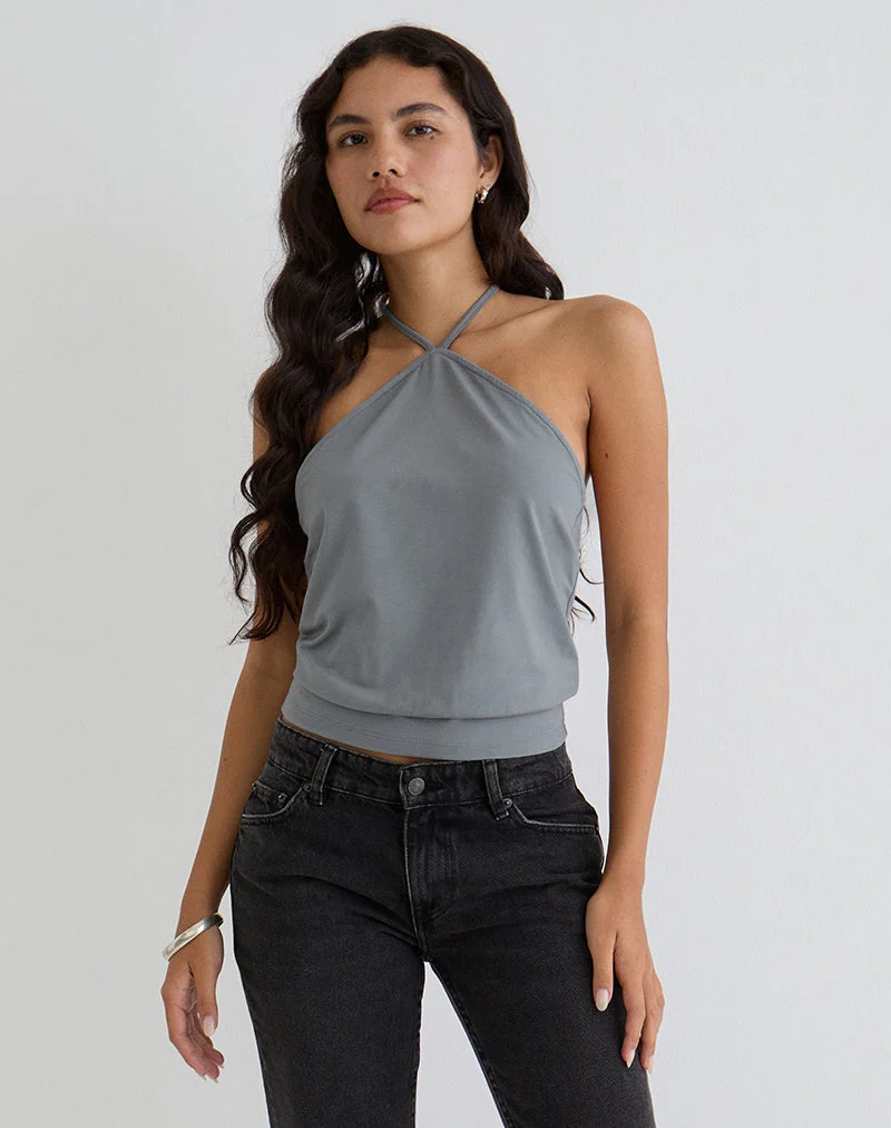 Dyilla Arrow Neck Top in Grau