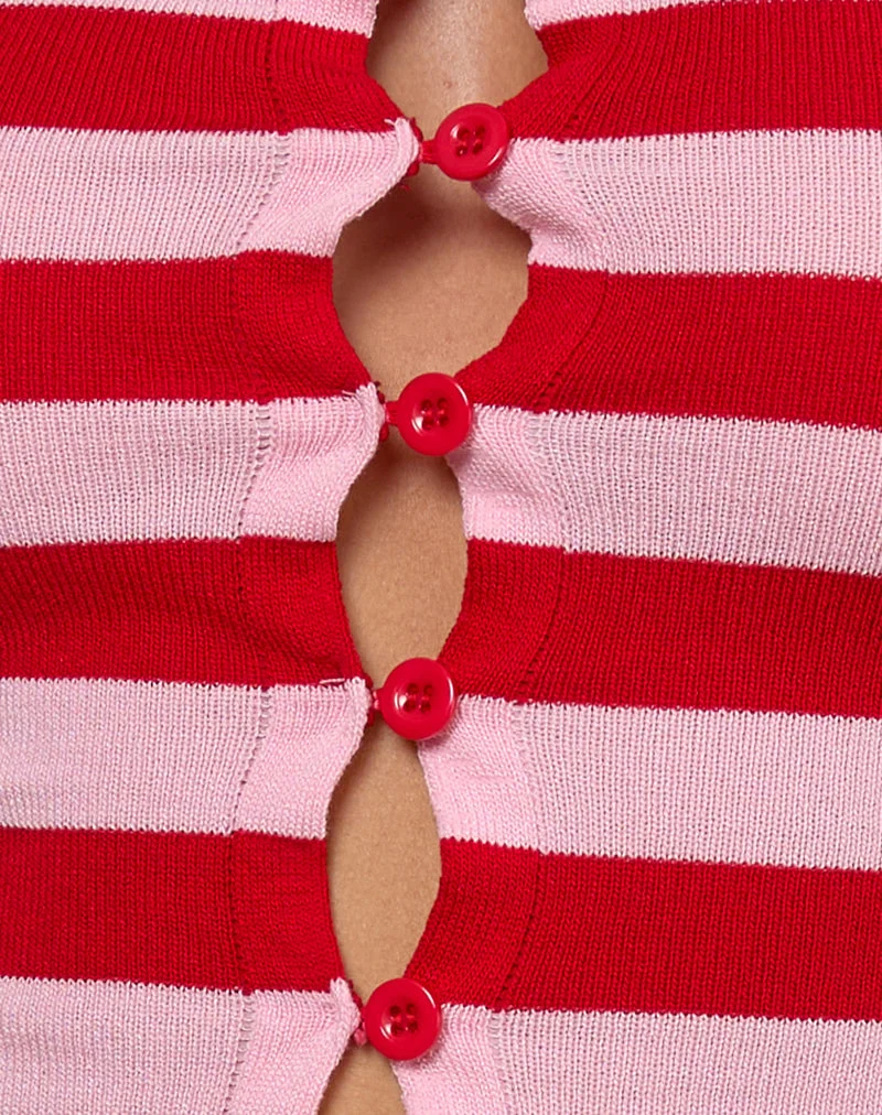 Sarella Bandeau-Top in Rot und Rosa gestreift