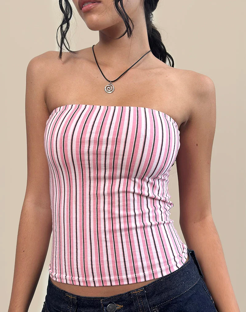Shaelo Bandeau-Top in Nadelstreifen Rosa