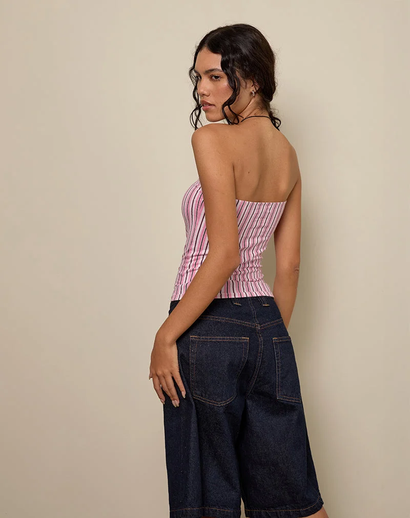 Shaelo Bandeau-Top in Nadelstreifen Rosa