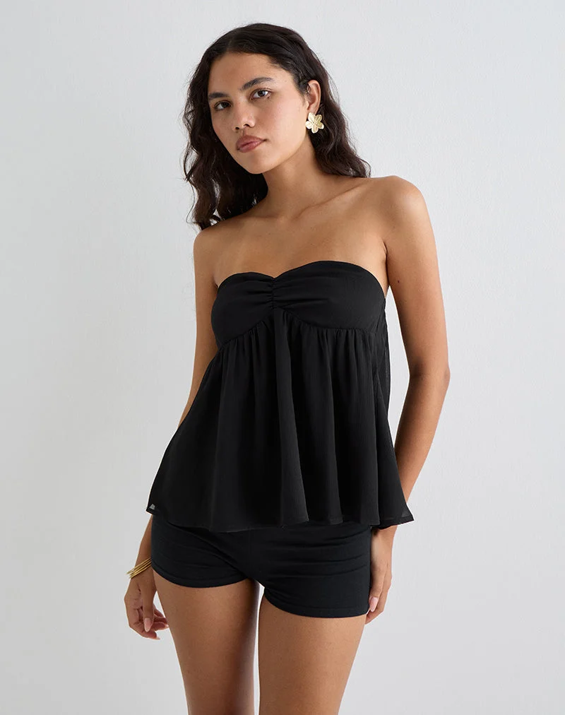 Setsuko Bandeau-Langarmshirt in Schwarz