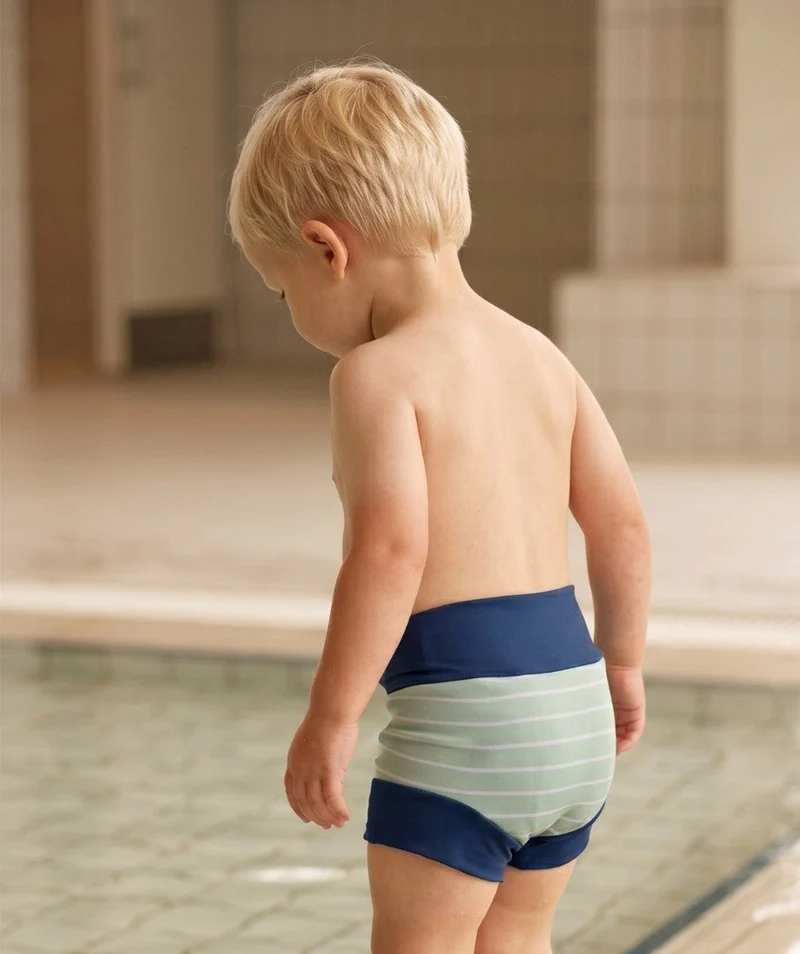 Watery Schwimmwindelhosen für Kinder - Neoprene Swim Nappy - Nordic Green Stripes