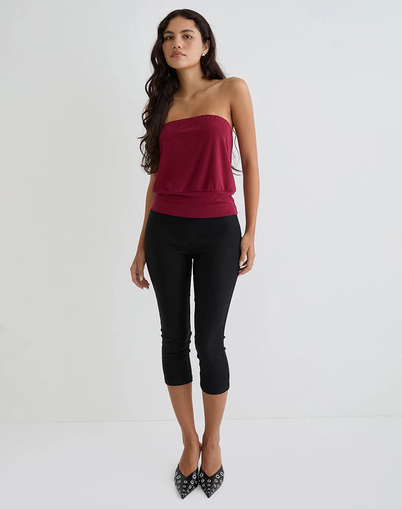 Leocadia Bandeau-Top aus Cupro Dunkelrot