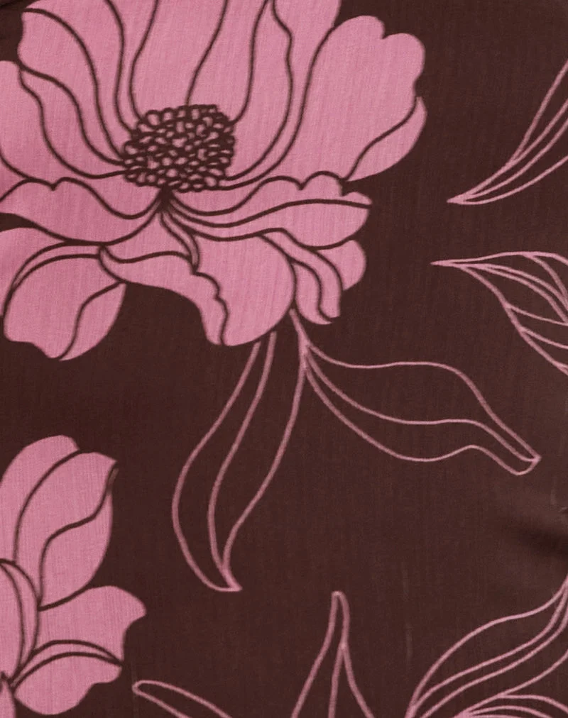 Varsha Bandeau-Top in Flare Floral Rosa Braun