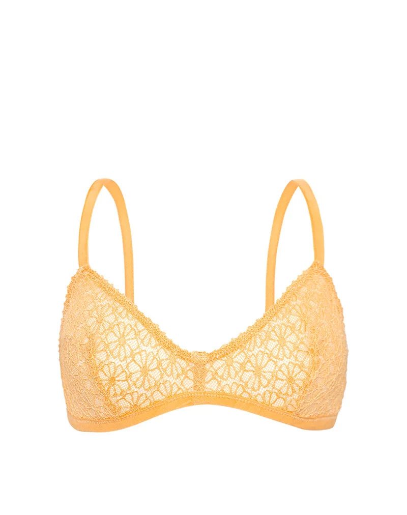 Panli-BH aus tonaler Blumenspitze in Orange mit Verzierung