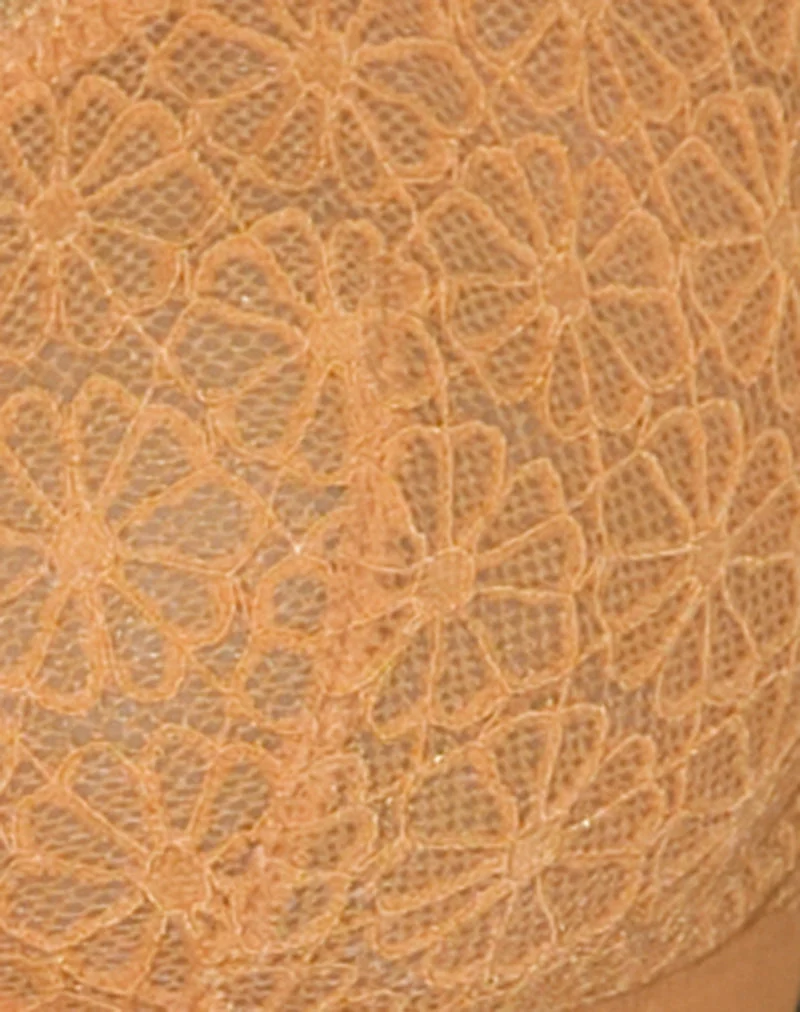 Panli-BH aus tonaler Blumenspitze in Orange mit Verzierung