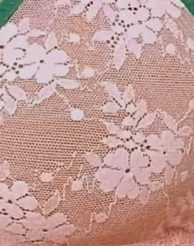 Lakara BH aus rosa Mesh mit grünem Kontrastband