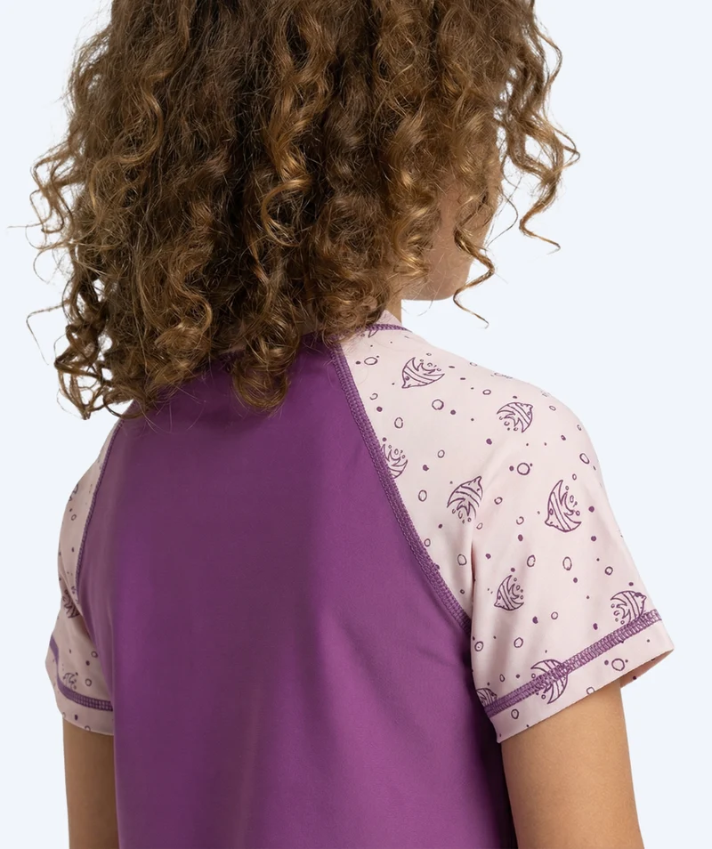 Watery UV Shirt für Kinder - Brandman Kurzarm Rashguard - Rosa/Lila