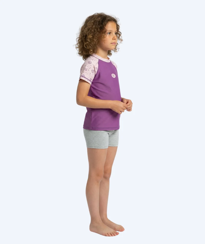 Watery UV Shirt für Kinder - Brandman Kurzarm Rashguard - Rosa/Lila