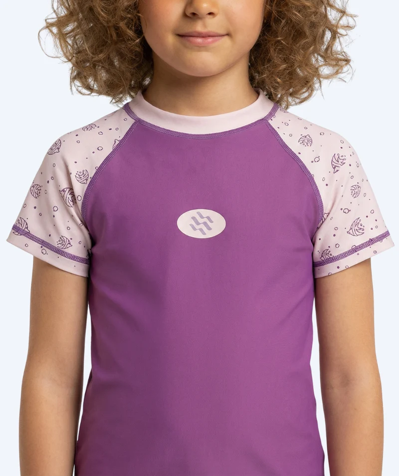 Watery UV Shirt für Kinder - Brandman Kurzarm Rashguard - Rosa/Lila