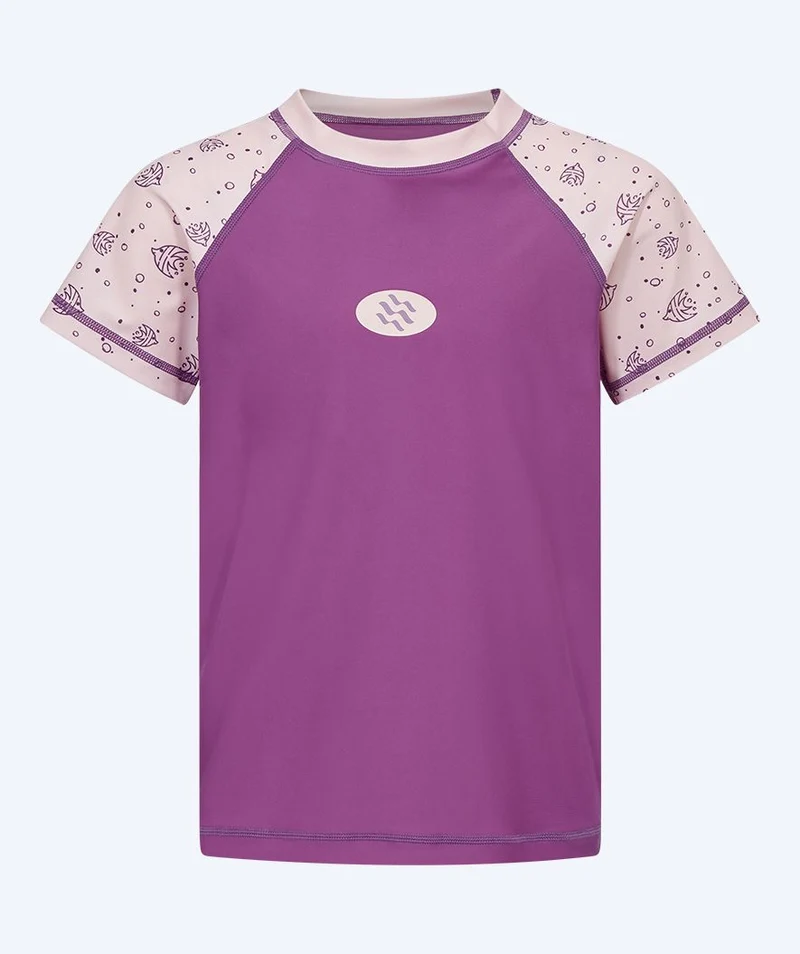 Watery UV Shirt für Kinder - Brandman Kurzarm Rashguard - Rosa/Lila