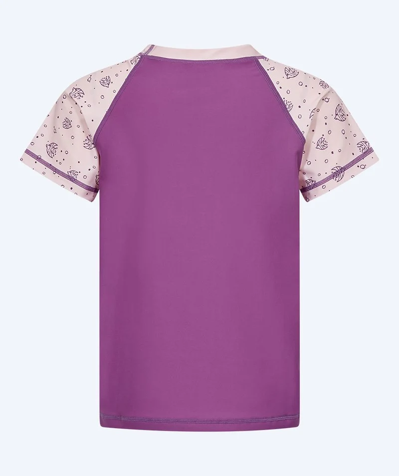 Watery UV Shirt für Kinder - Brandman Kurzarm Rashguard - Rosa/Lila