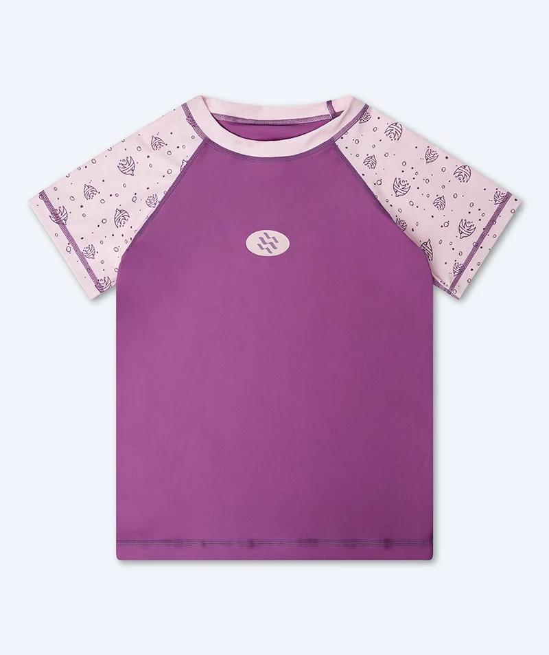 Watery UV Shirt für Kinder - Brandman Kurzarm Rashguard - Rosa/Lila