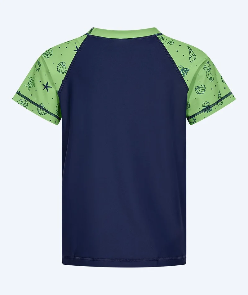 Watery UV Shirt für Kinder - Brandman Kurzarm Rashguard - Grün/Blau