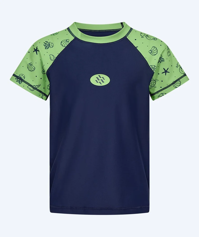 Watery UV Shirt für Kinder - Brandman Kurzarm Rashguard - Grün/Blau