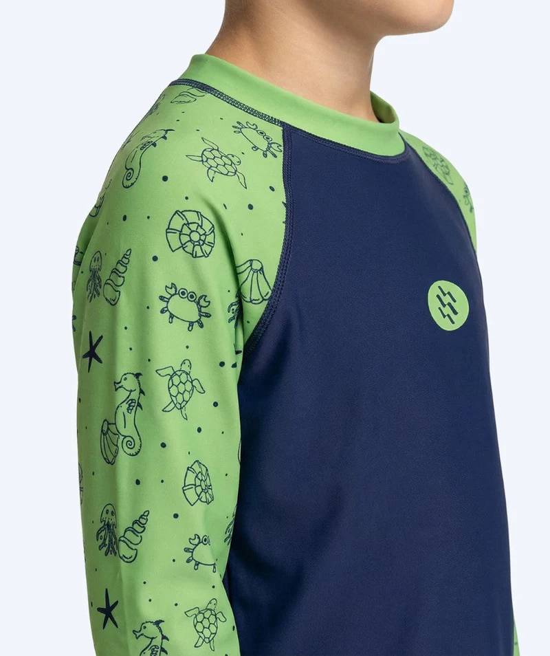 Watery UV Shirt für Kinder - Brandman Langarm Rashguard - Grün/Blau