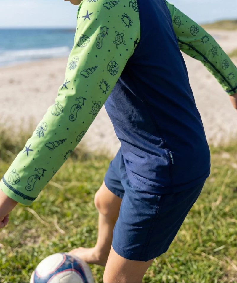 Watery UV Shirt für Kinder - Brandman Langarm Rashguard - Grün/Blau