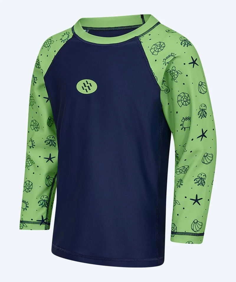 Watery UV Shirt für Kinder - Brandman Langarm Rashguard - Grün/Blau