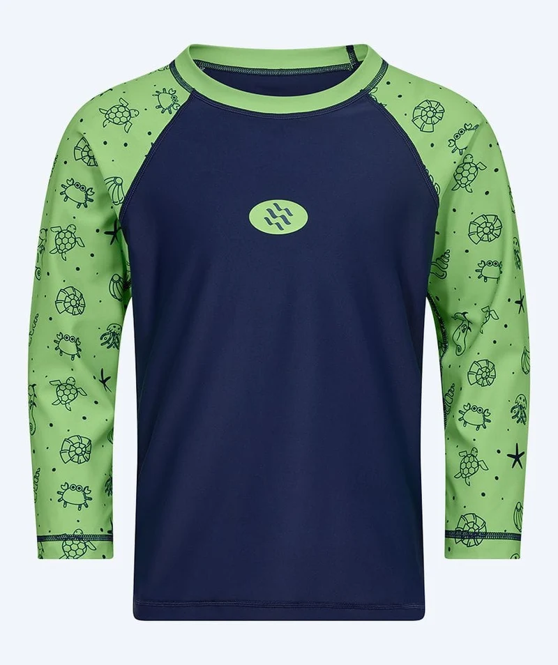 Watery UV Shirt für Kinder - Brandman Langarm Rashguard - Grün/Blau
