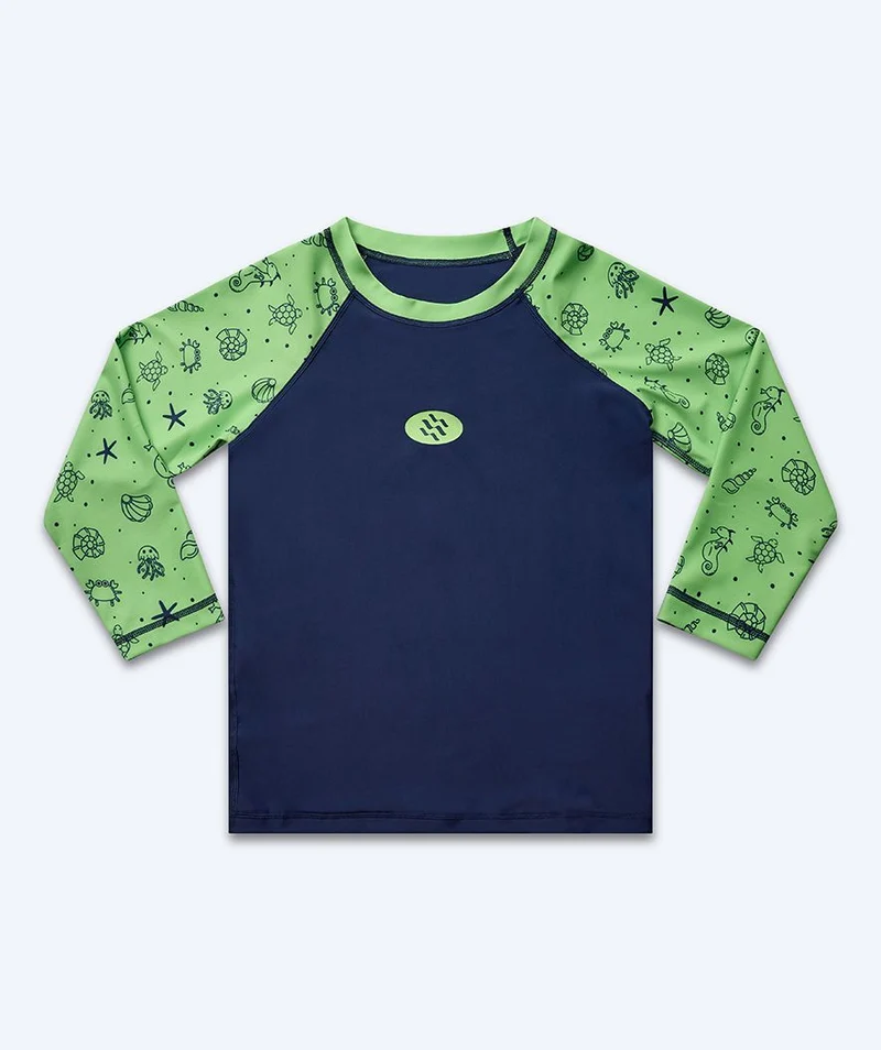 Watery UV Shirt für Kinder - Brandman Langarm Rashguard - Grün/Blau