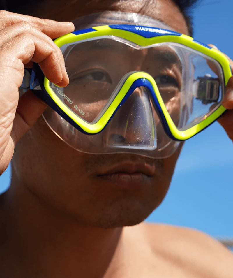 Watery Tauchmaske für Erwachsene (ab 15 Jahre) - Leach Pro - Blau/Gelb