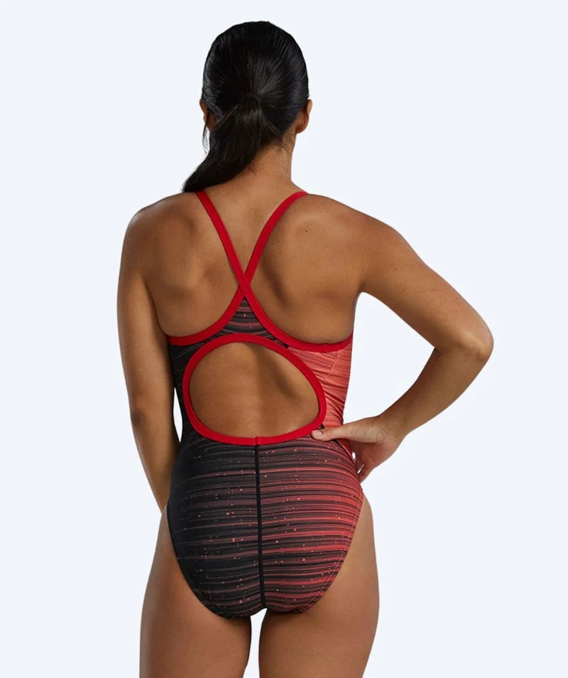TYR Badeanzug für Damen - Durafast Elite Speedwarp Diamondfit - Rot/Schwarz