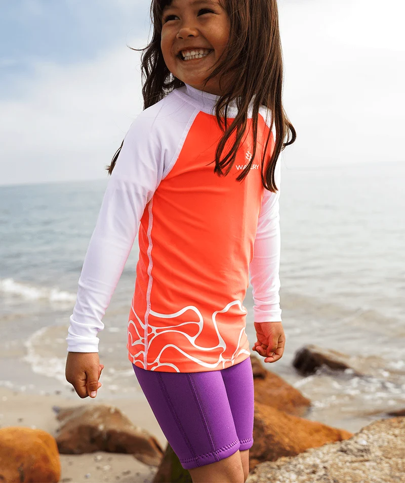 Watery UV Shirt für Kinder - Chilton Langarm Rashguard - Hellrosa/Weiß