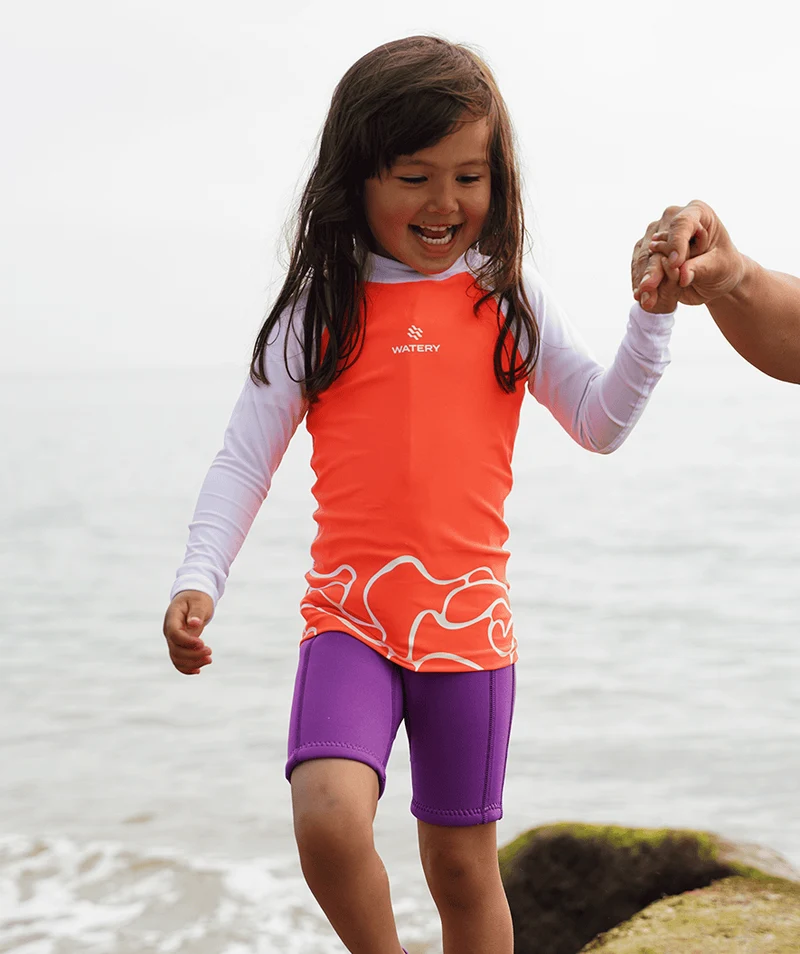 Watery UV Shirt für Kinder - Chilton Langarm Rashguard - Hellrosa/Weiß