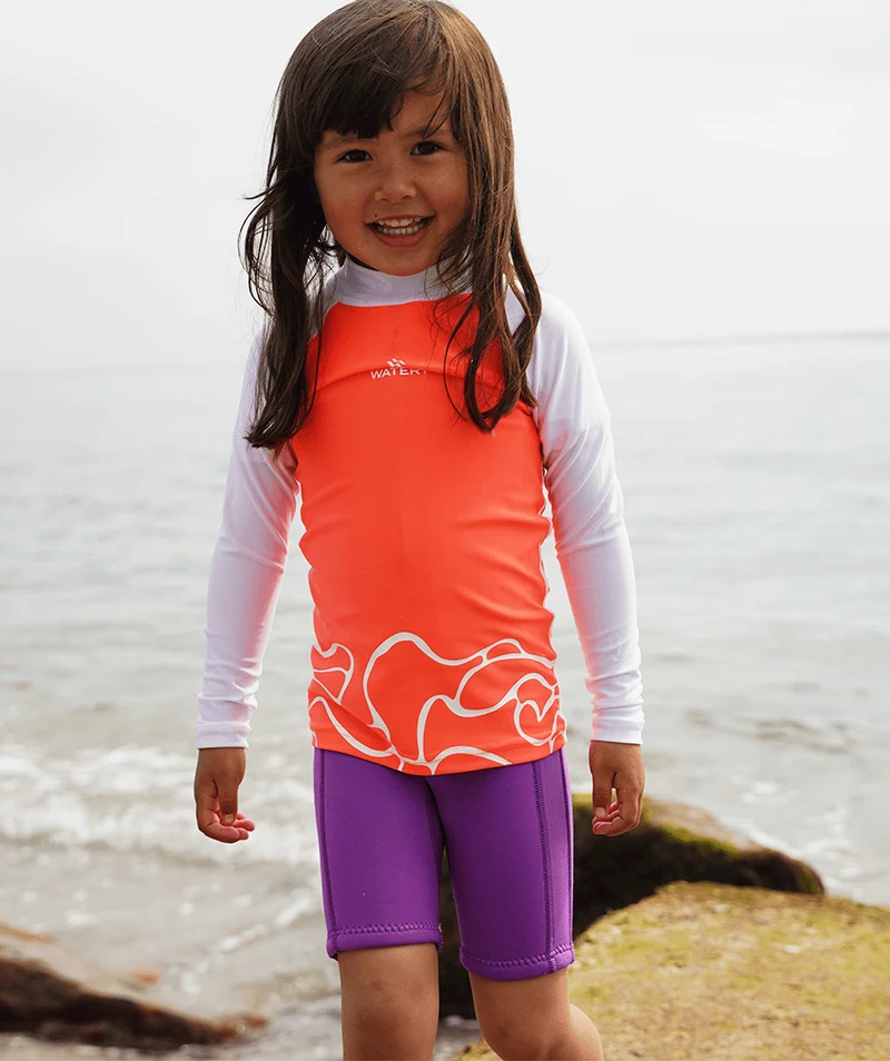 Watery UV Shirt für Kinder - Chilton Langarm Rashguard - Hellrosa/Weiß