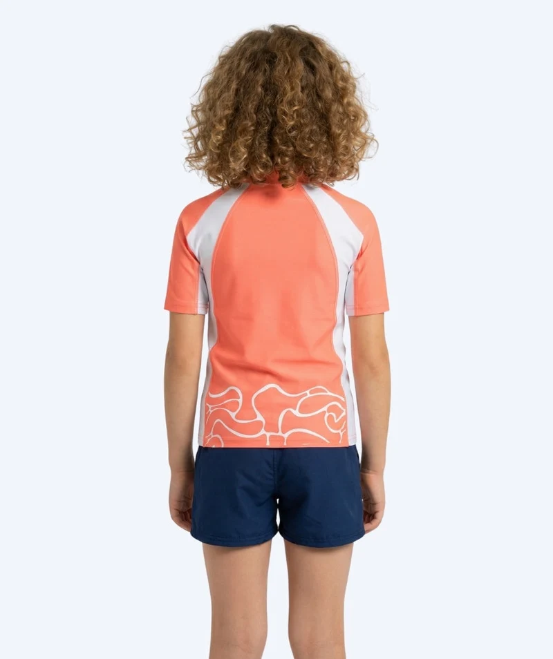 Watery UV Shirt für Kinder - Chilton Kurzarm Rashguard - Hellrosa/Weiß