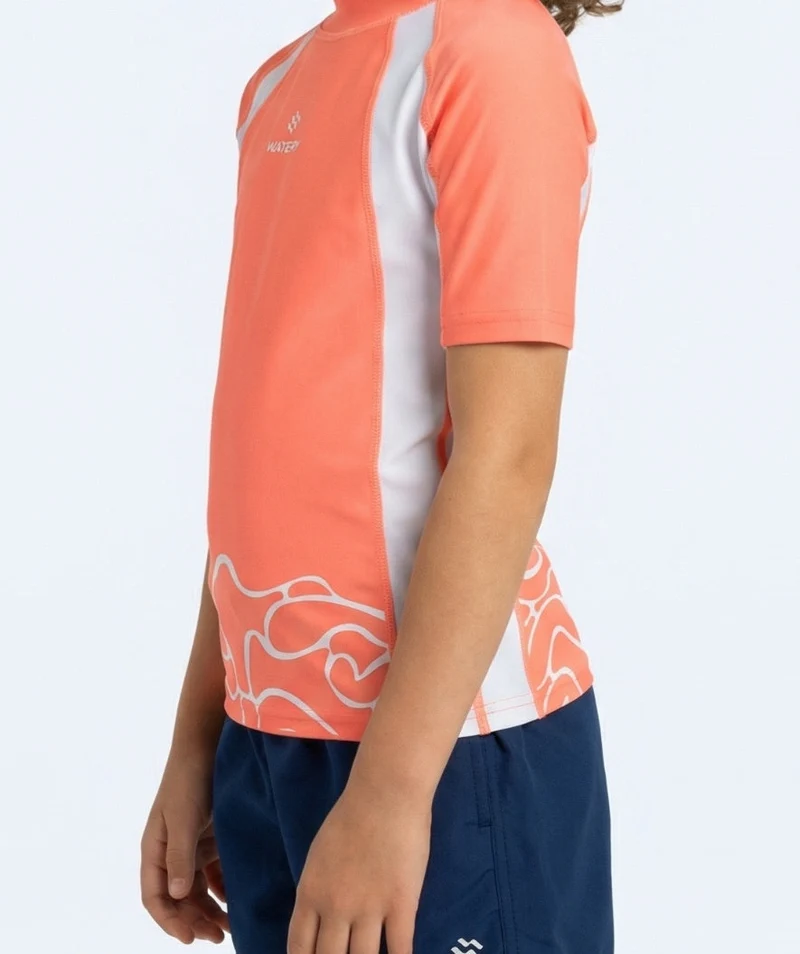Watery UV Shirt für Kinder - Chilton Kurzarm Rashguard - Hellrosa/Weiß