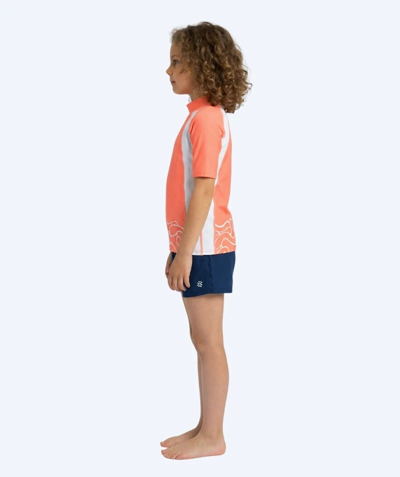 Watery UV Shirt für Kinder - Chilton Kurzarm Rashguard - Hellrosa/Weiß