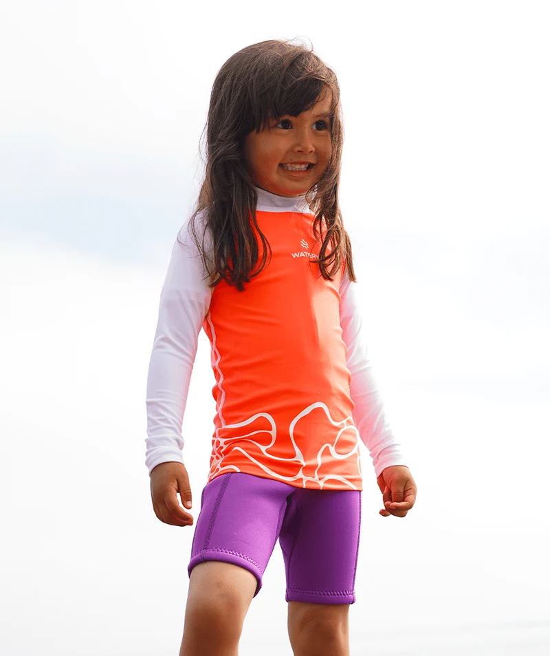 Watery UV Shirt für Kinder - Chilton Kurzarm Rashguard - Hellrosa/Weiß