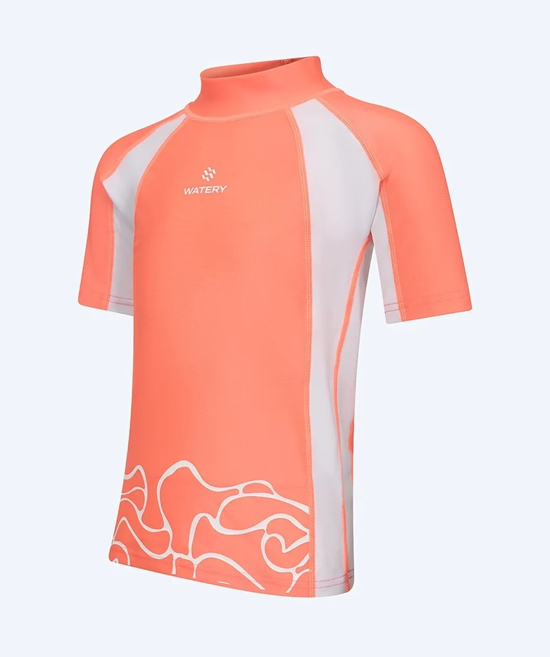 Watery UV Shirt für Kinder - Chilton Kurzarm Rashguard - Hellrosa/Weiß