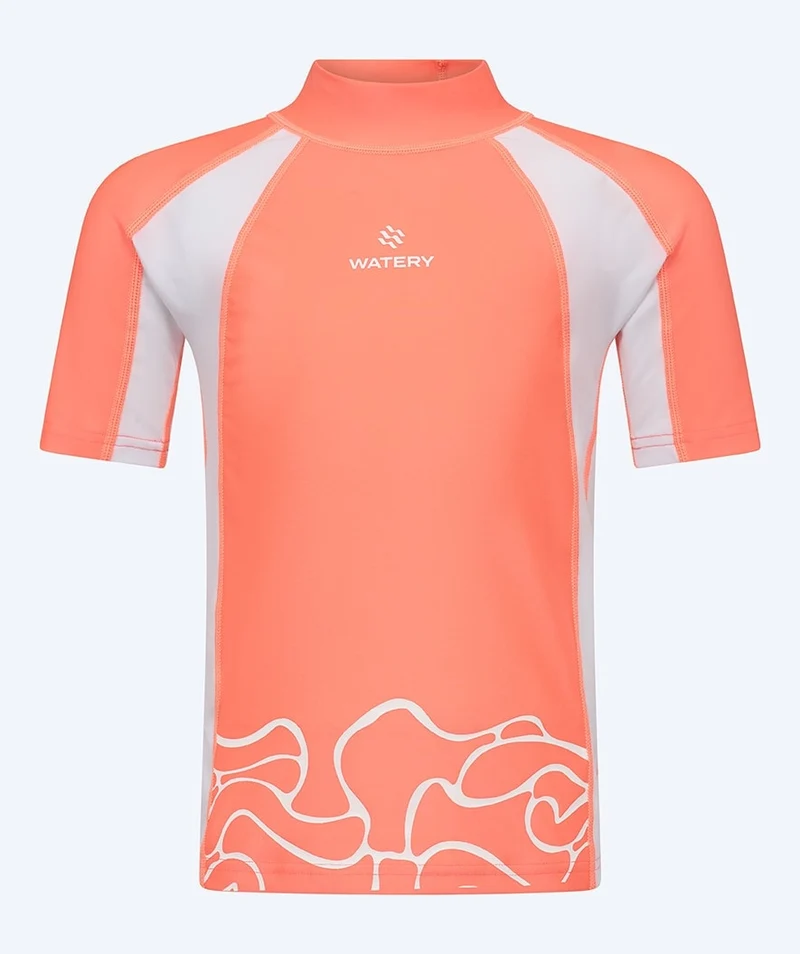 Watery UV Shirt für Kinder - Chilton Kurzarm Rashguard - Hellrosa/Weiß