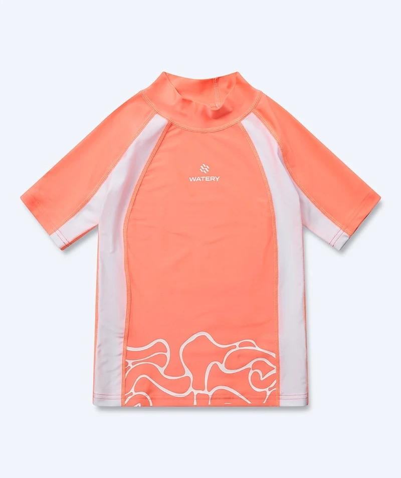 Watery UV Shirt für Kinder - Chilton Kurzarm Rashguard - Hellrosa/Weiß