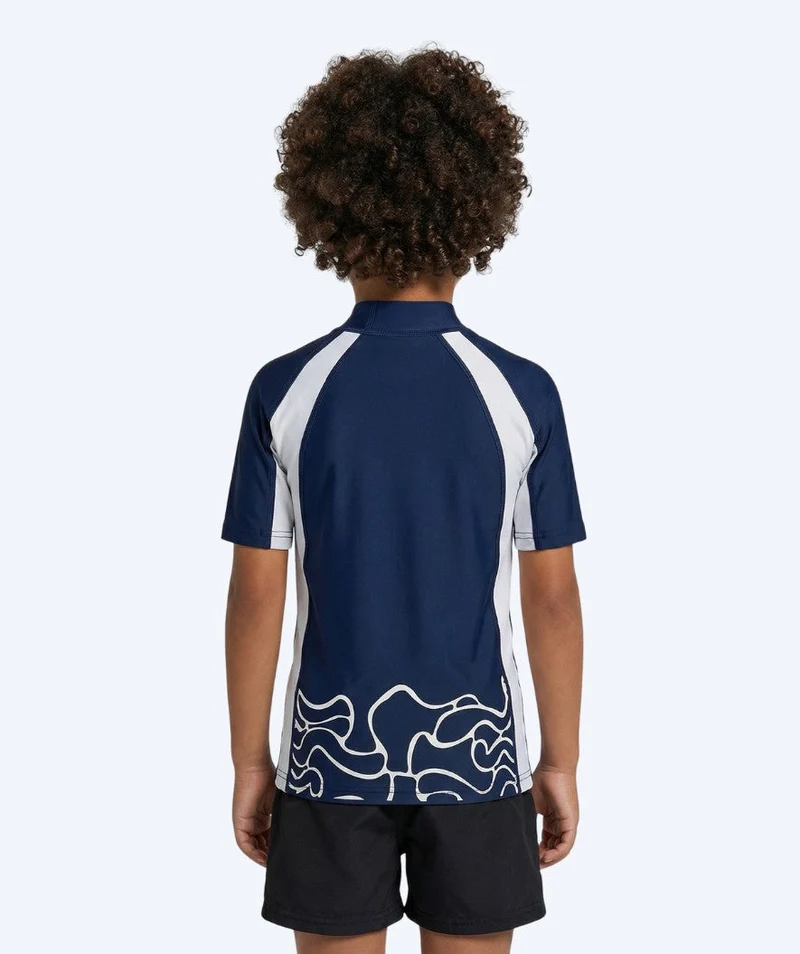 Watery UV Shirt für Kinder - Chilton Kurzarm Rashguard - Dunkelblau/Weiß