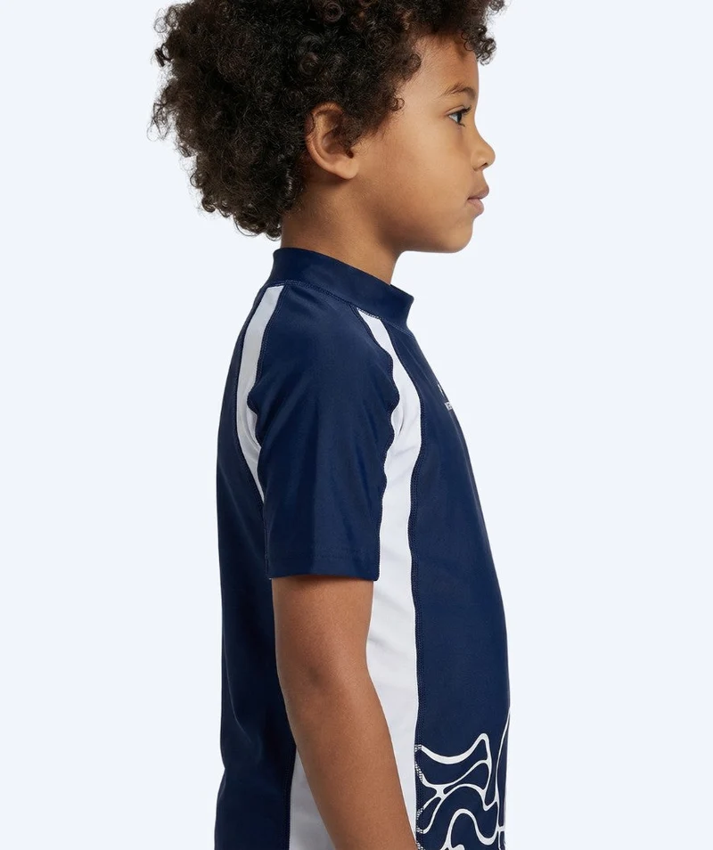 Watery UV Shirt für Kinder - Chilton Kurzarm Rashguard - Dunkelblau/Weiß