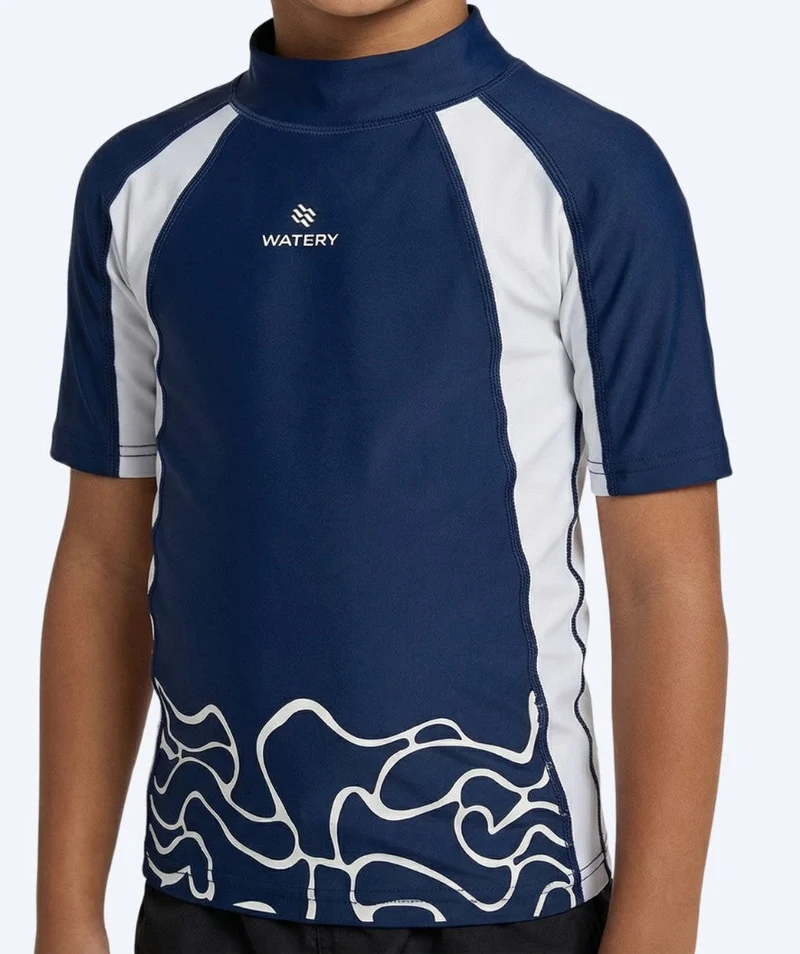 Watery UV Shirt für Kinder - Chilton Kurzarm Rashguard - Dunkelblau/Weiß