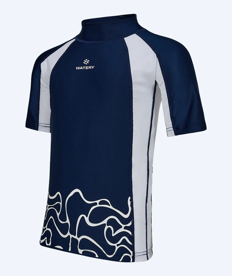 Watery UV Shirt für Kinder - Chilton Kurzarm Rashguard - Dunkelblau/Weiß