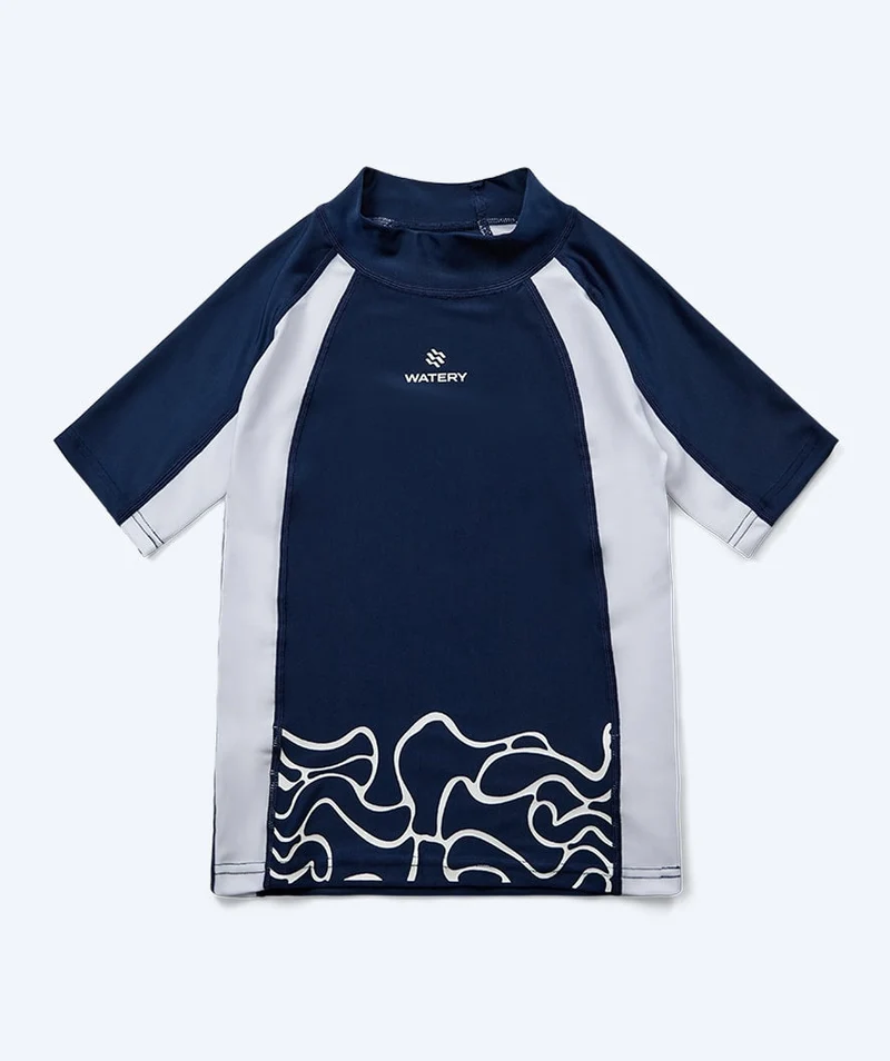 Watery UV Shirt für Kinder - Chilton Kurzarm Rashguard - Dunkelblau/Weiß