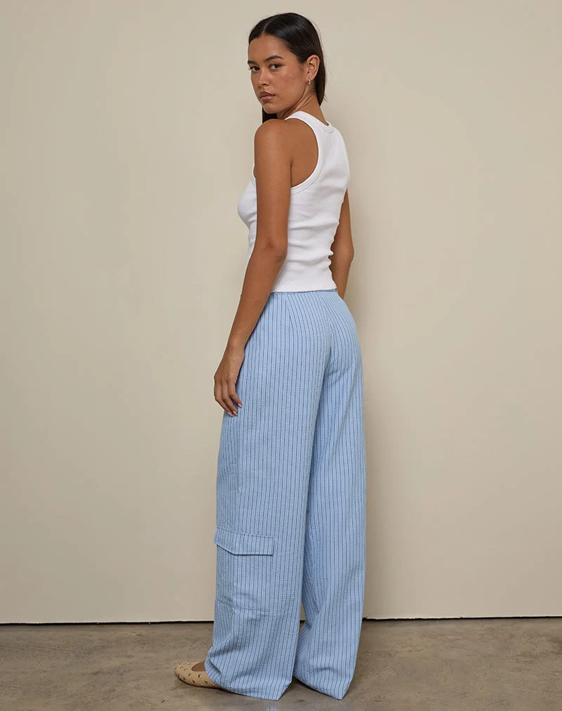Bruna Cargohose in Blau gestreift