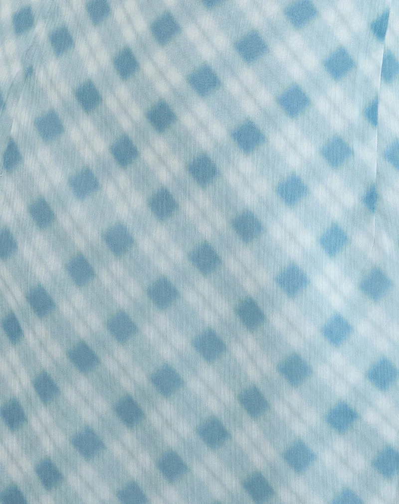 Alira Kleid mit Neckholder aus verwischtem Karo in Blau