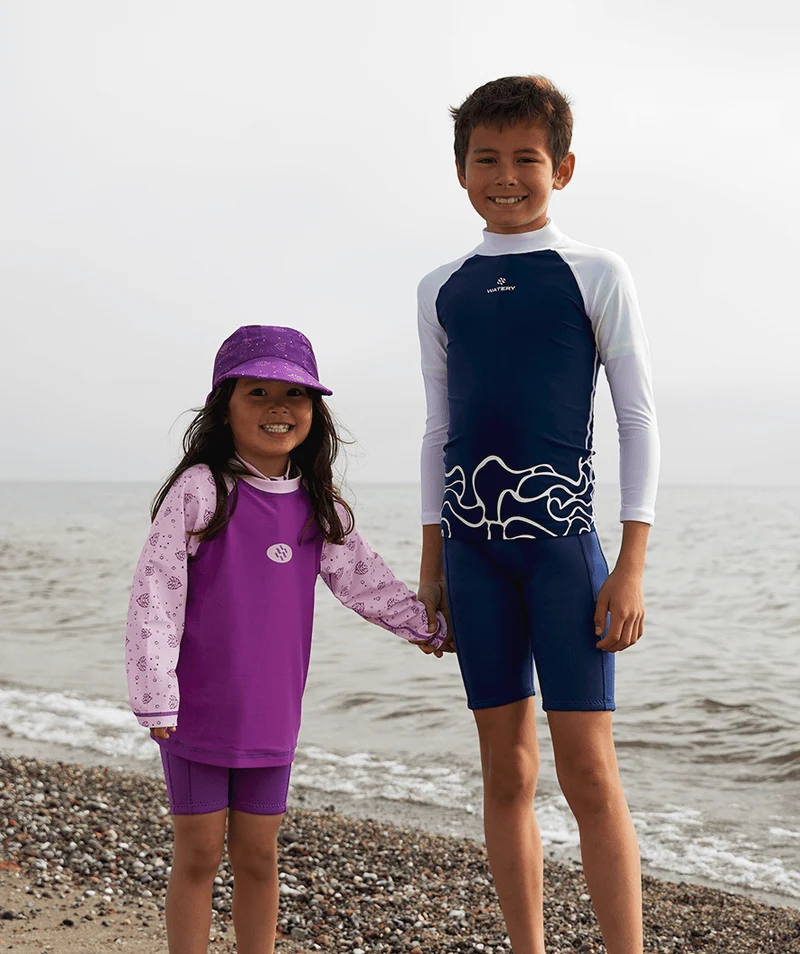Watery UV Shirt für Kinder - Chilton Langarm Rashguard - Dunkelblau/Weiß