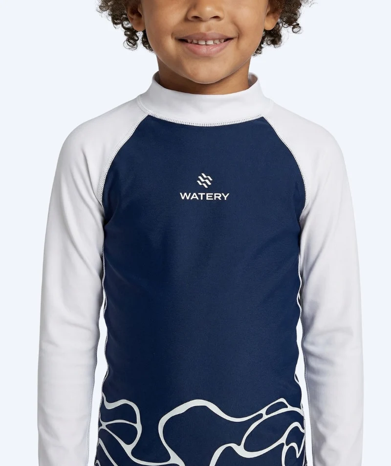 Watery UV Shirt für Kinder - Chilton Langarm Rashguard - Dunkelblau/Weiß
