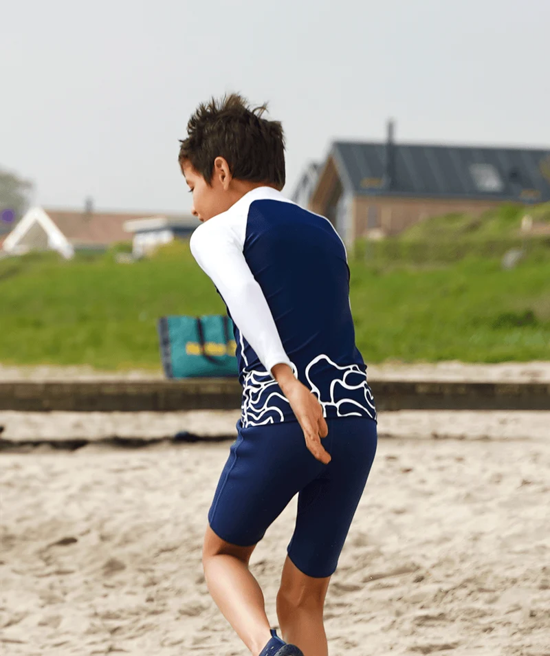 Watery UV Shirt für Kinder - Chilton Langarm Rashguard - Dunkelblau/Weiß