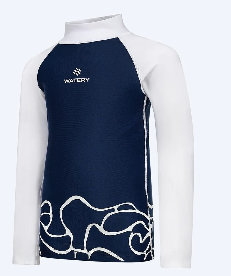 Watery UV Shirt für Kinder - Chilton Langarm Rashguard - Dunkelblau/Weiß