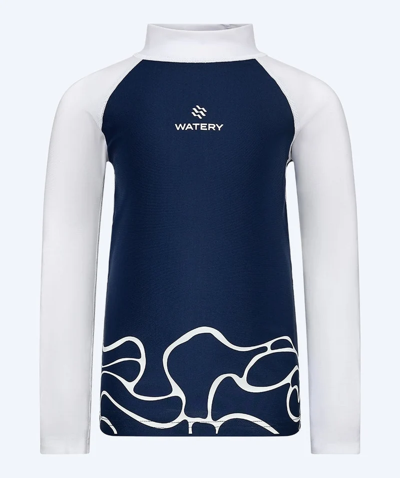 Watery UV Shirt für Kinder - Chilton Langarm Rashguard - Dunkelblau/Weiß
