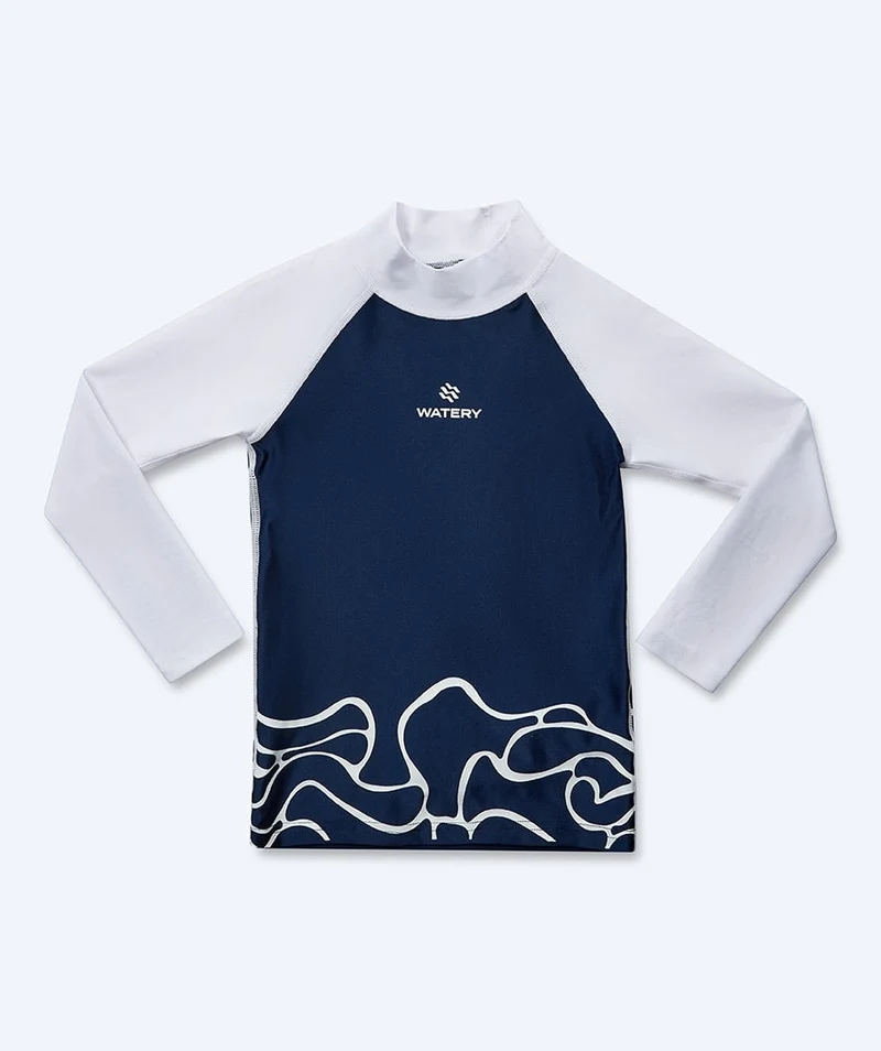 Watery UV Shirt für Kinder - Chilton Langarm Rashguard - Dunkelblau/Weiß