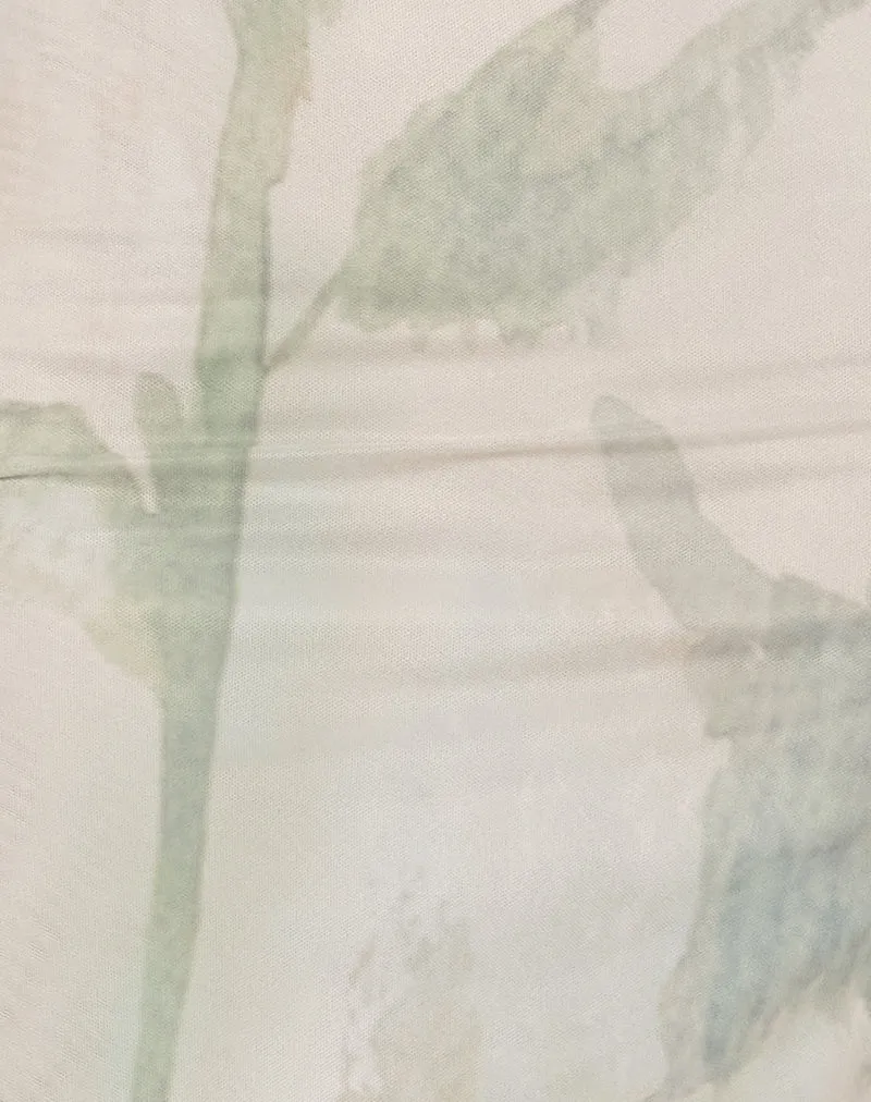 Rosbandi Bandeau-Midikleid aus abstrakter gemalter Blume in Blau